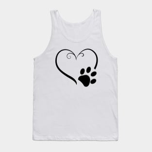 Dog paw print with heart symbol Tank Top